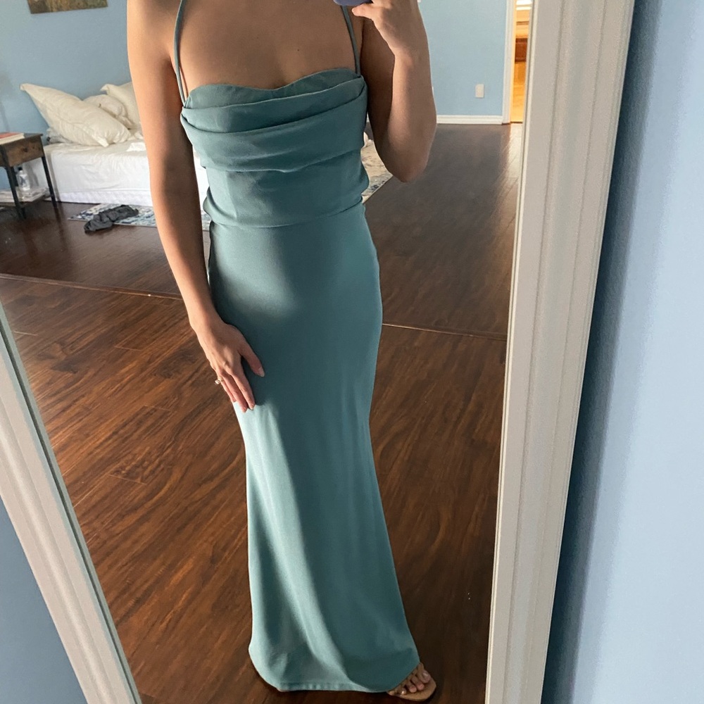 Teal Maxi Windsor Wedding Guest Dress - Picture 2 of 6